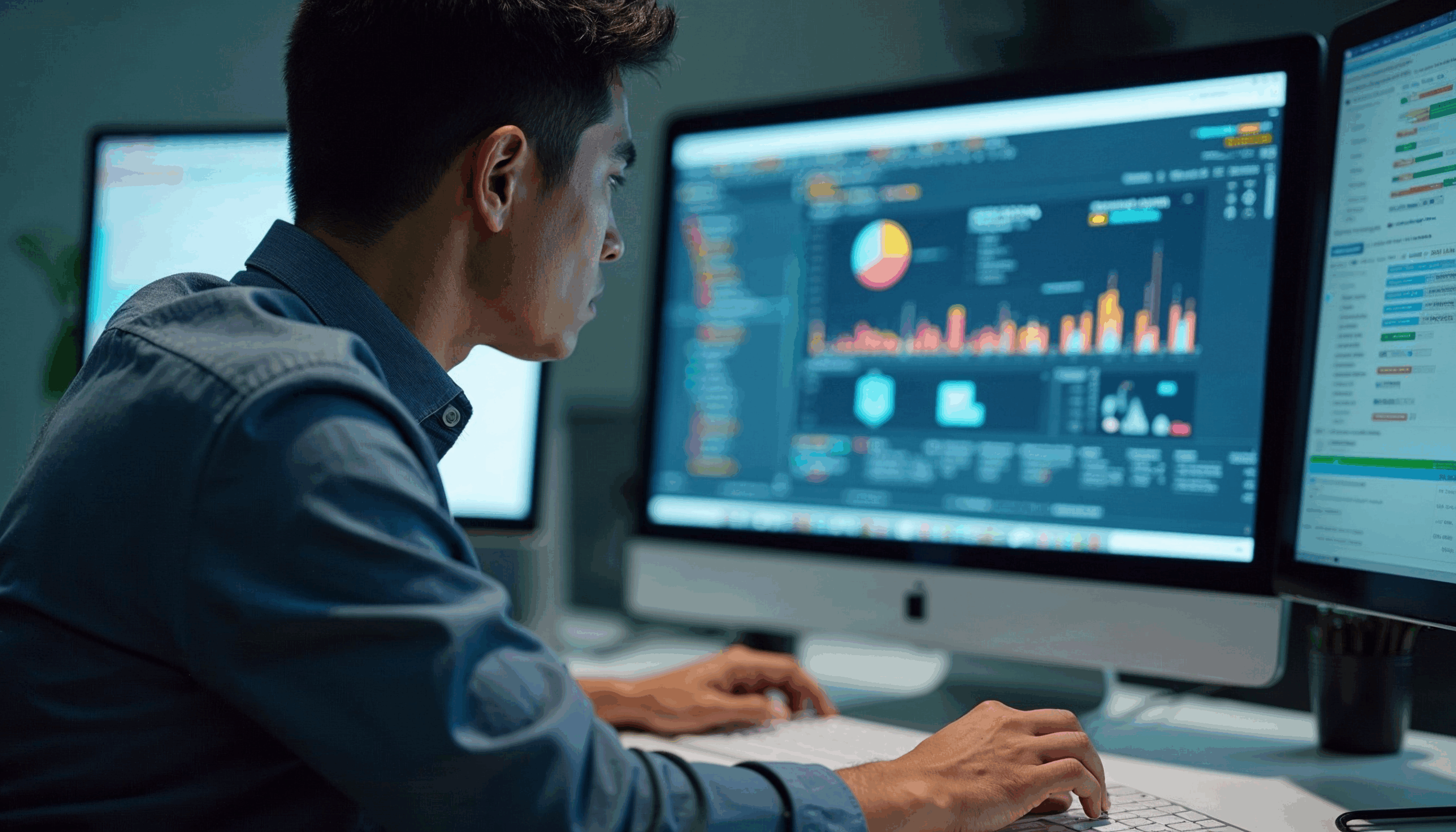 Guys using ERP system to do his business reports